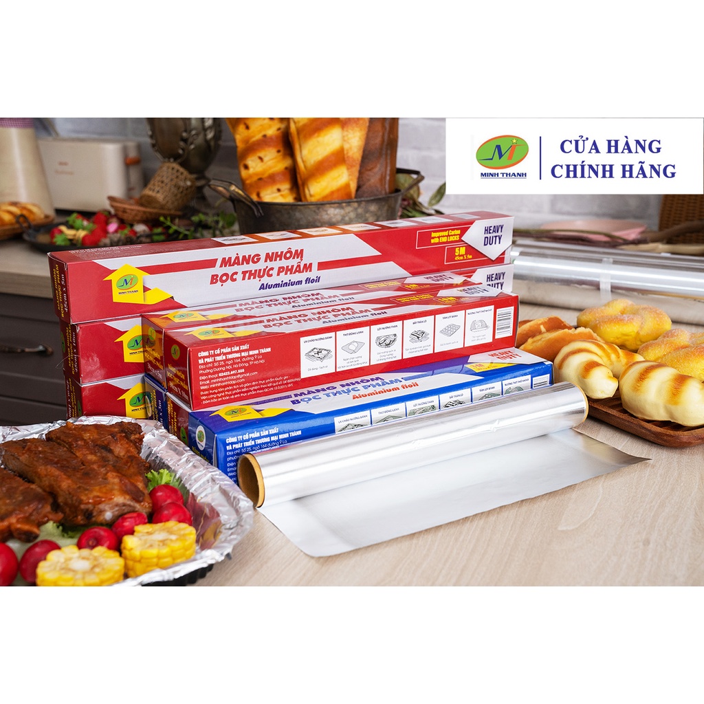 Cuộn giấy bạc nướng nhôm  bọc thực phẩm dùng cho nồi chiên không dầu, lò nướng nhiều kích thước