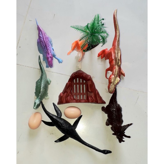 Sét 6 mô hình khu vườn 6 con khủng long loại trung bằng nhựa cứng