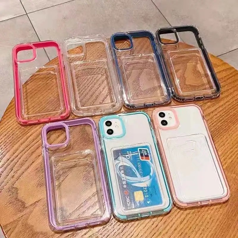 Ốp Điện Thoại TPU Mềm Trong Suốt Chống Sốc Chống Rơi Có Ngăn Đựng Thẻ Và Giá Đỡ Cho iPhone 14 13 12 Pro Max 11 Pro Max XR 7 8 Plus