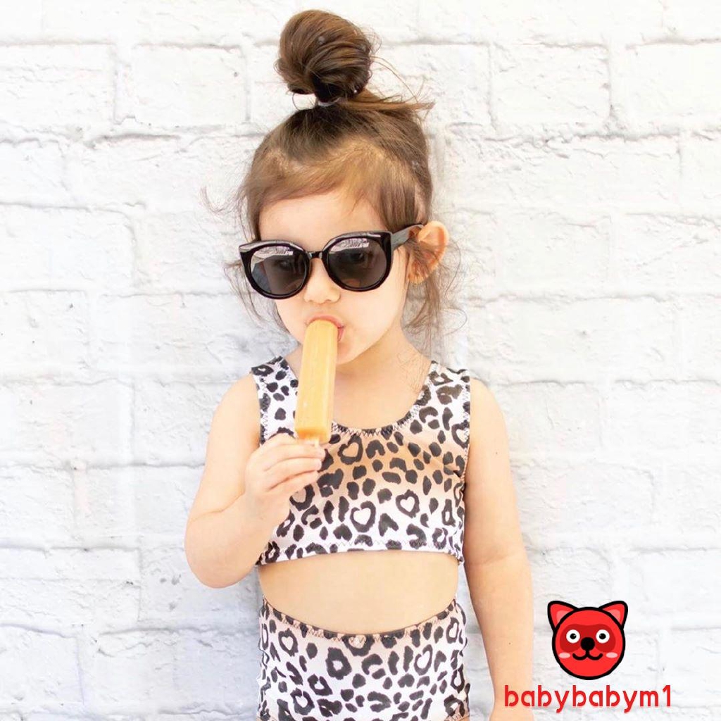 ➤♕❀❤Toddler Girls Two Piece Swimsuit Leopard Bathing Suits Swimwear Beach Cheetah Bikini