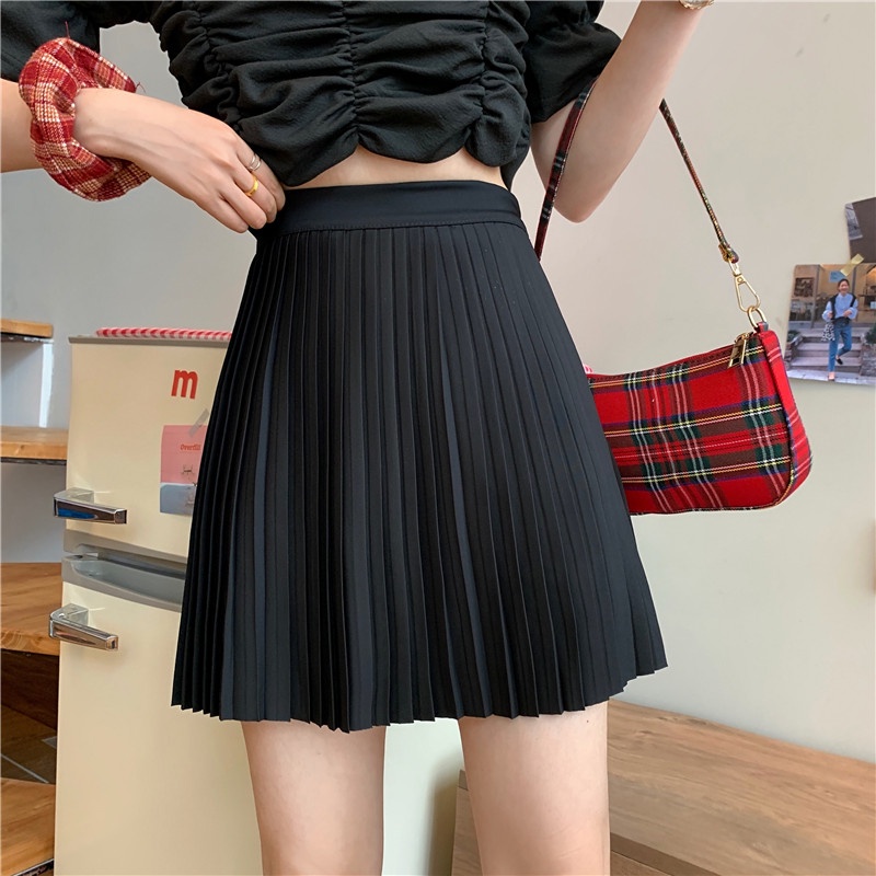 SUXI Chân Váy Ngắn Xếp Ly Lưng Cao Màu Sắc Thời Trang Mùa Hè Cho Nữ