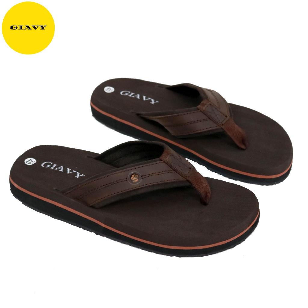 Dép xốp nam quai kẹp, quai da phối vải, chất xốp mềm, êm chân DXQ28- GIÀY GIAVY