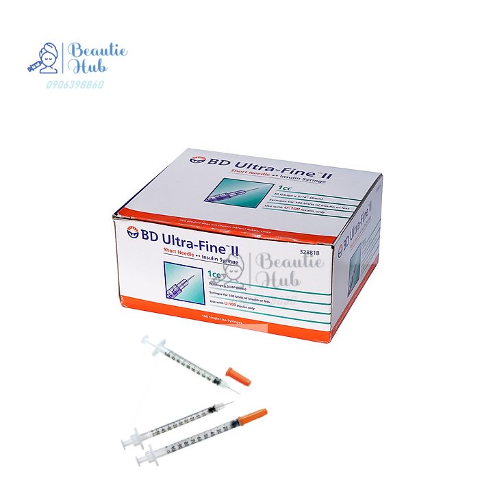 Kim tiêm tiểu đường Insulin BD 1ml cc x 30G hộp 100 cây tiêm meso giảm béo