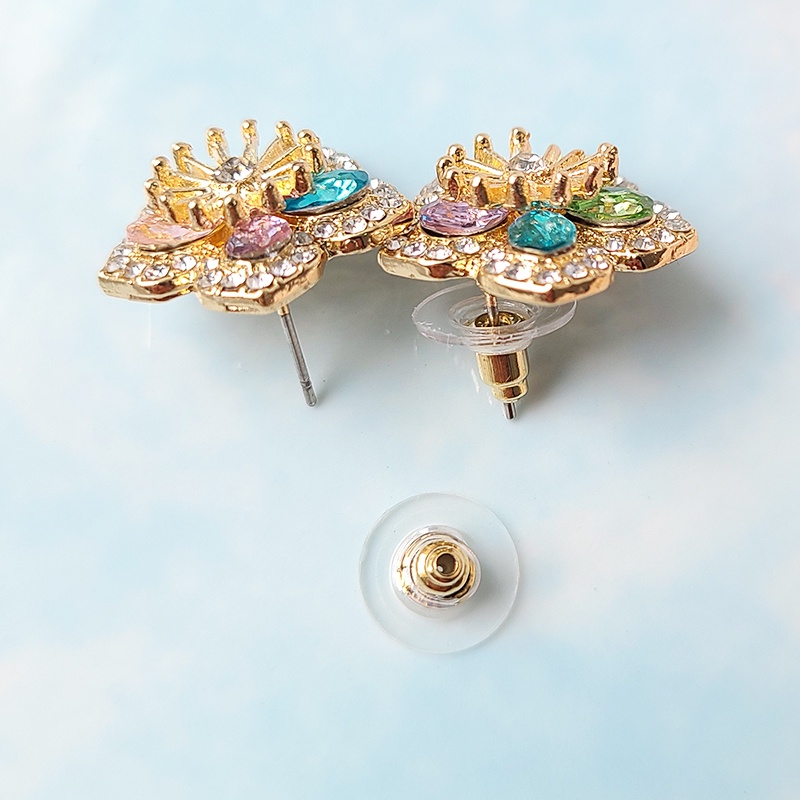 Bông Tai Hình Hoa Đính Đá Zircon Lấp Lánh Dễ Thương Phong Cách Hàn Quốc Thời Trang Cho Nữ