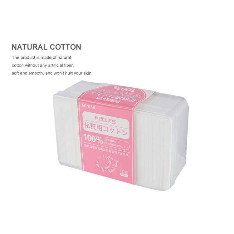 Bông tẩy trang MINISO Hộp 1000 miếng -  Hàng Nhật Bản Cao Cấp