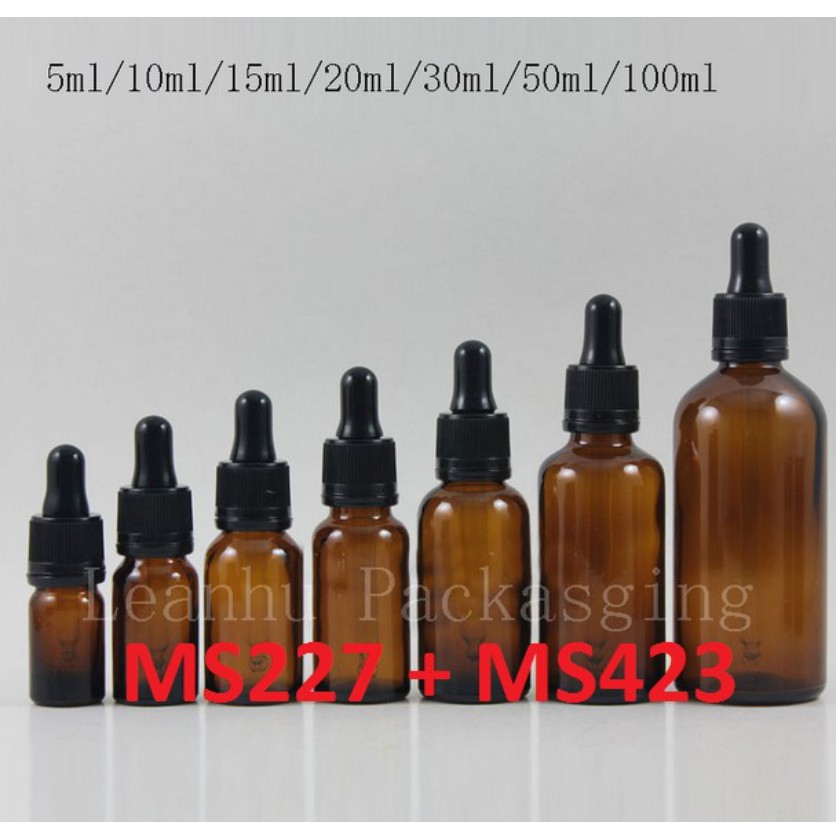 Chai thủy tinh NÂU nắp bóp ĐEN 5ml 10ml 15ml 20ml 30ml 50ml 100ml - Lọ đựng serum, tinh dầu, mỹ phẩm