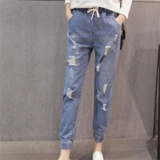 Quần bò baggy cạp chun