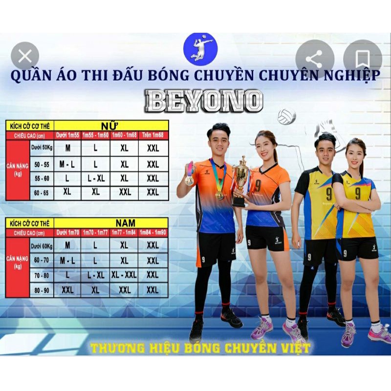 BỘ QUẦN ÁO BÓNG CHUYỀN BEYONO APOLLO ĐỈNH CAO