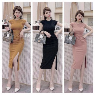 Váy ôm body dúm xẻ đùi