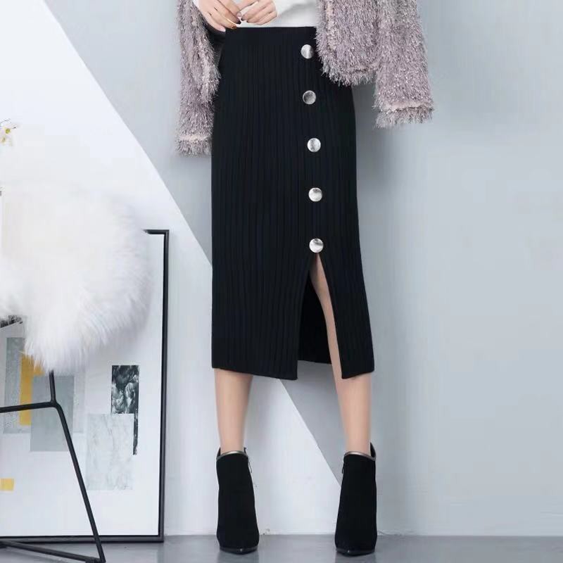 [SẴN HÀNG] Váy len dáng bút chì đính cúc Dài 70cm Chất len đẹp, không nhão, xù | BigBuy360 - bigbuy360.vn