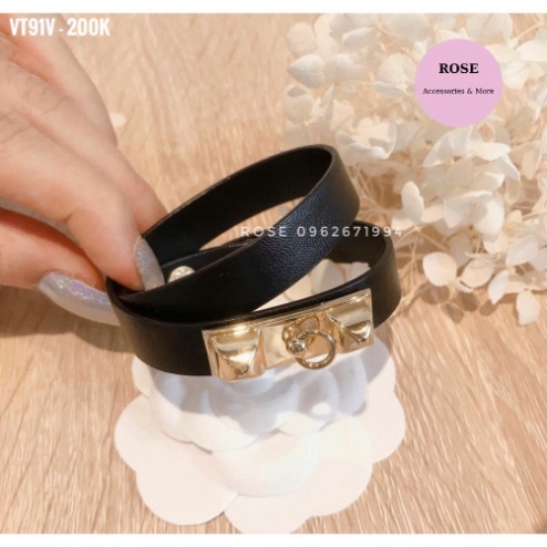 VÒng Tay HM Bản NHỏ Lồng 2 Màu CÁ TÍNH - Nạm Đính Mặt KHóa Cao Cấp Bền Màu Vòng Tay ROSE VT89. VT91