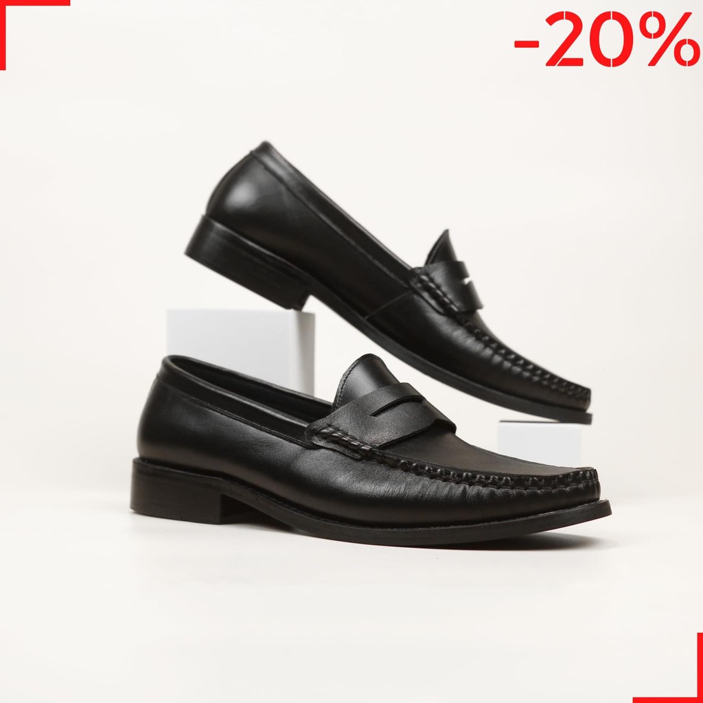 [ HÀNG CAO CẤP XẢ KHO ] GIÀY TÂY NAM DA THẬT 100% - LUXURY STORE - PENNY LOAFER ĐEN-HOT TREND-TĂNG CHIỀU CAO