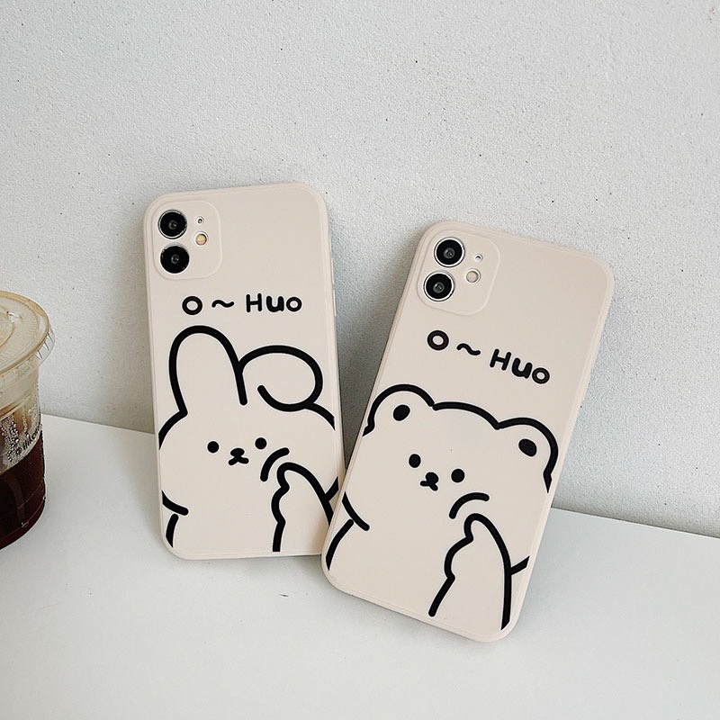 Ốp Lưng Iphone Cạnh Vuông,Hỗ Trợ Bảo Vệ Camera Hình Gấu O~Huo 7Plus,8Plus,x,xs,xsmax,11,11promax,12,12promax,13,13promax
