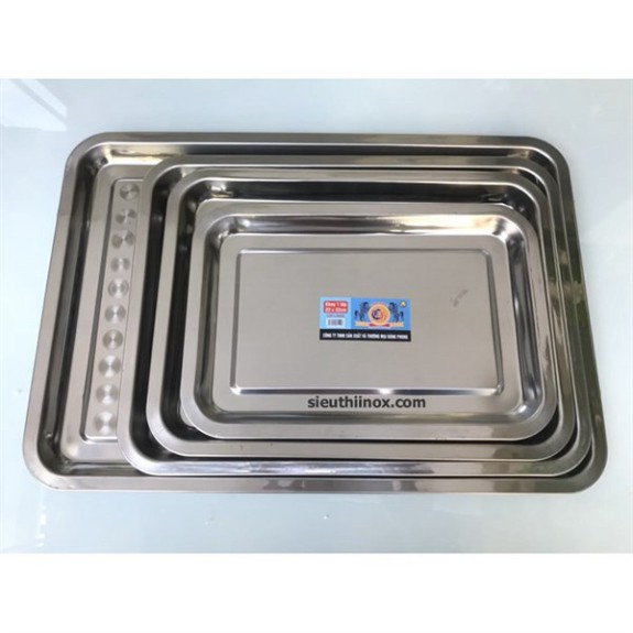 Khay đựng cơm, bưng bê đồ inox 2cm
