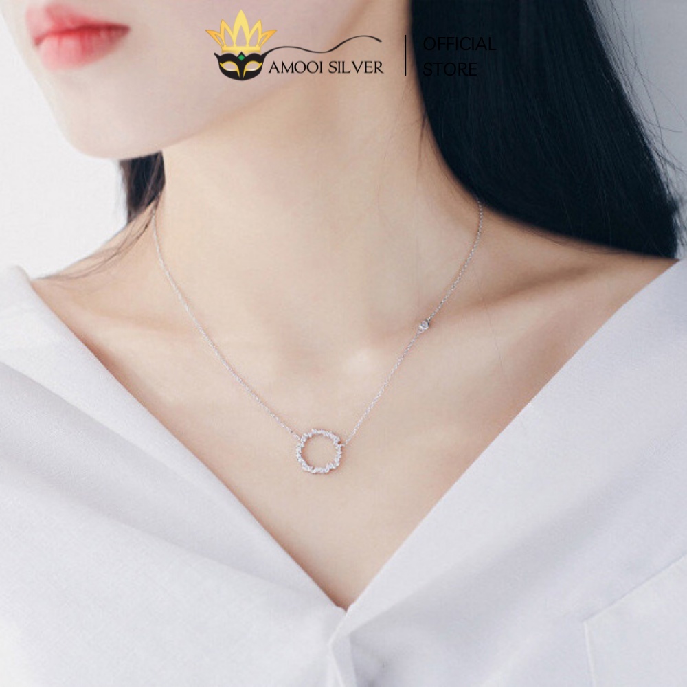 Dây Chuyền Bạc S925 Huyền Thoại Biển Xanh Mặt Tròn Đính Đá - Amooi Silver AD23