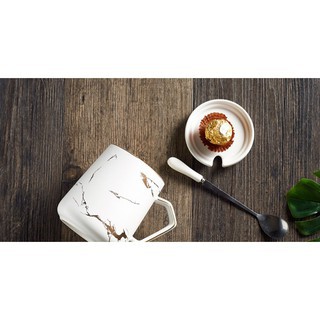 Cốc đựng Cafe Dung Tích 400ml Gốm Sứ Vân Đá Cẩm Thạch Cao Cấp