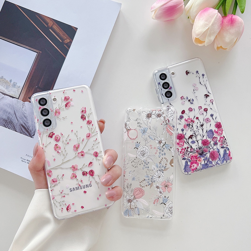 Ốp lưng trong suốt hoa tươi nhỏ mềm mại trong suốt cho samsung galaxy s23 fe s22 s21 s23 plus a24 a14 a23 a34 54 5g vỏ hoa