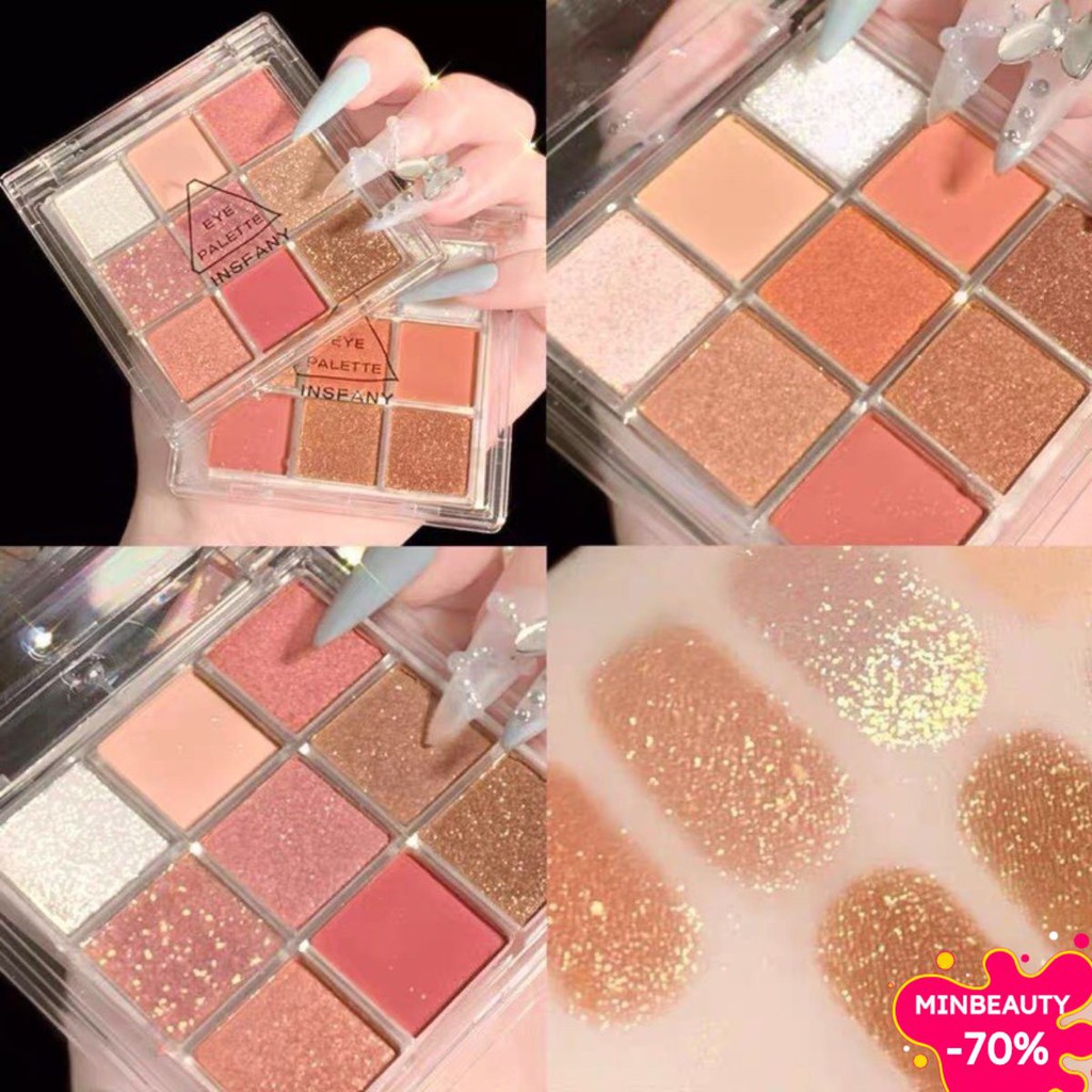 Bảng mắt 9 Ô Eye Palette Tông màu nâu cam vàng nhũ INSFANY (M2)