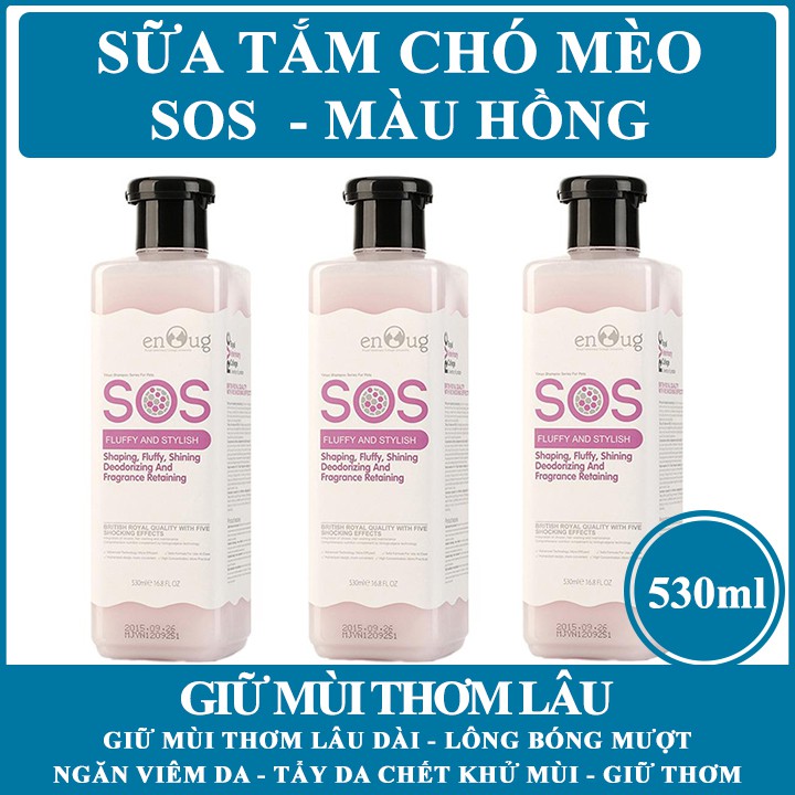 Sữa Tắm SOS Fluffy Stylish Làm Phồng &amp; Bóng Mượt Lông Cho Chó Mèo (530ml)