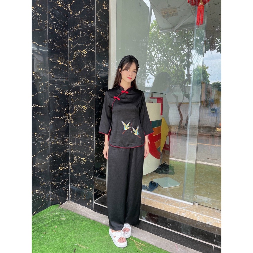 Đồ Lam Đi Chùa #Mẫu Sẫm Hạc# Quần Áo Nữ