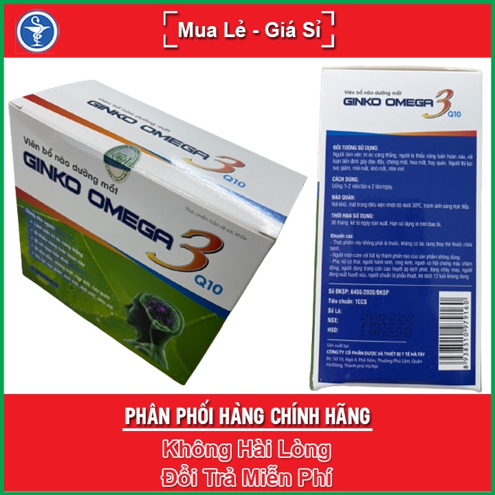 GINKO BILOBA OMEGA3 Q10 100 viên tuần hoàn máu não tăng cường trí nhớ - Yes