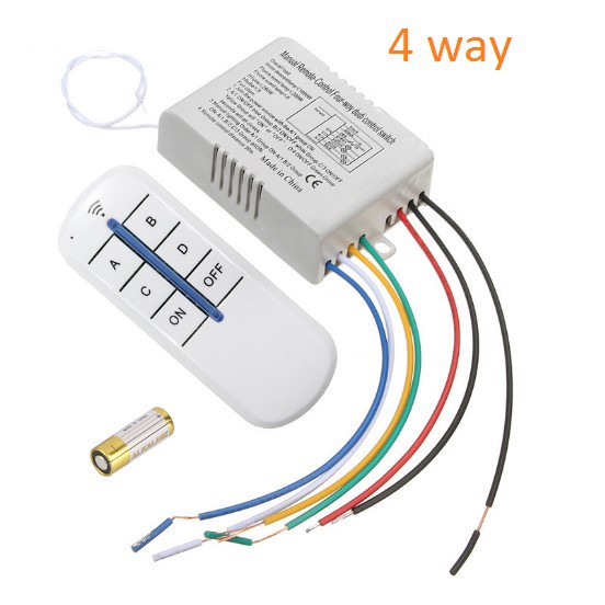 Công tắc điều khiển từ xa sóng radio RF 4 cổng  xuyên tường, công tắc bật tắt điện từ xa, công tắc wifi