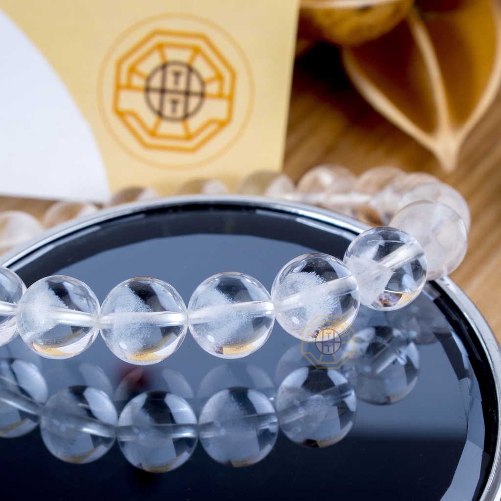 Vòng tay phong thủy Đá Ưu Liinh Trắng 7A vân Kim Tự Tháp [mệnh Kim, Thủy]  - Phong Thủy Tây Tạng