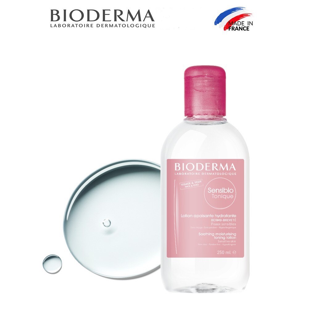(NK chính hãng) Dung dịch cân bằng dưỡng ẩm và làm dịu da nước hoa hồng Bioderma Sensibio Tonique 250ml, 100ml