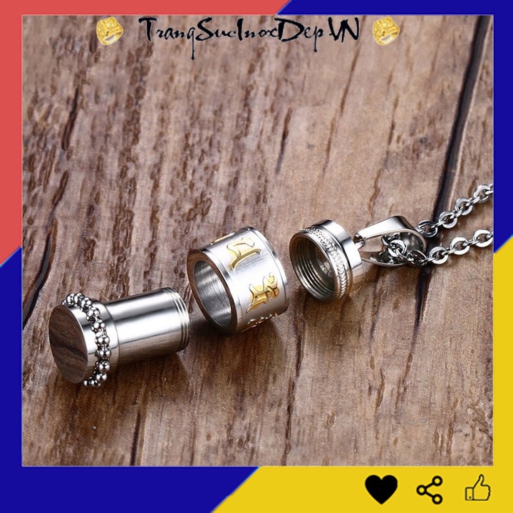 Dây chuyền hình trụ xoay được UM MANI PADME HUM (úm ma ni bát mê hồng) bằg inox sáng đẹp, không đen cầu bình an, may mắn
