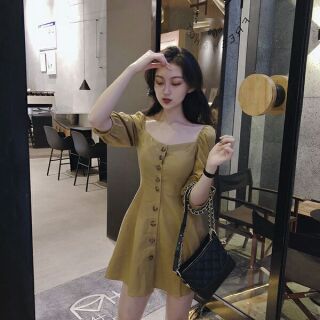Đầm nút tay phồng ( ảnh thật sau cùng)