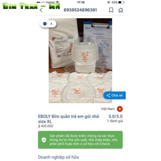 [Bỉm Trần - HN] Combo 100 bỉm quần Eboly M,L,Xl,XXL [Chính Hãng]