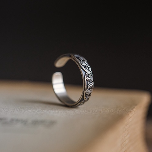 Nhẫn Nam Vân Mây Hình Cloudy Ring Loki Accessories Thời Trang Basic Màu Bạc Đẹp Cao Cấp - Nhẫn Nam Thép Titan Không Gỉ