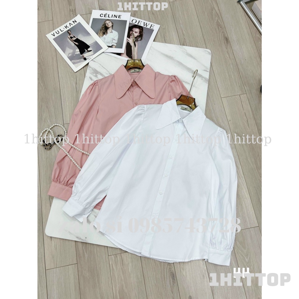 áo sơ mi tay bồng 2 màu trắng hồng NH00099 1hittop