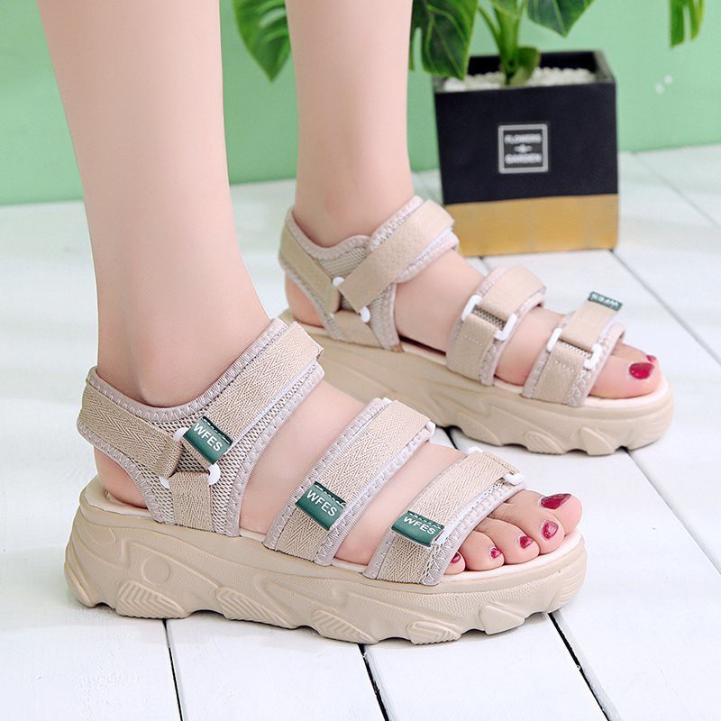 Dép Sandal nữ VeRo quai dán CHIBAMY cao 3cm, dép quai hậu học sinh, sinh viên mới