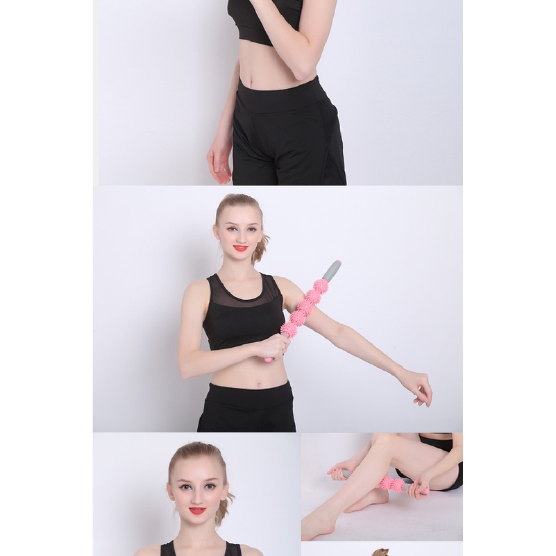 Gympro Double Color  Massage Stick Ná Cao Su Không độc hại Bền Nhựa Thể Dục Yoga Stick Dụng Cụ Massage Tay 3 bóng 5 bóng Muscle Roller Stick