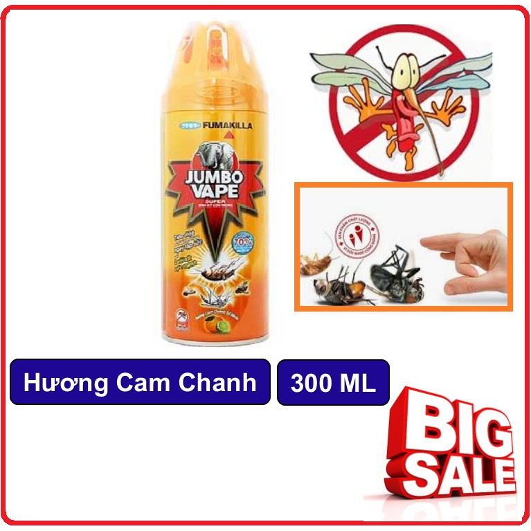 Bình Xịt Muỗi JUMBO Hương Cam Chanh 300ml