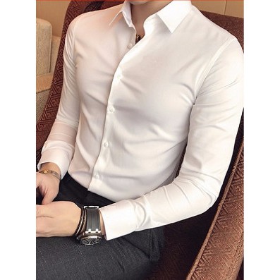 Áo sơ mi nam dài tay màu trắng vải không nhăn rất đẹp | BigBuy360 - bigbuy360.vn