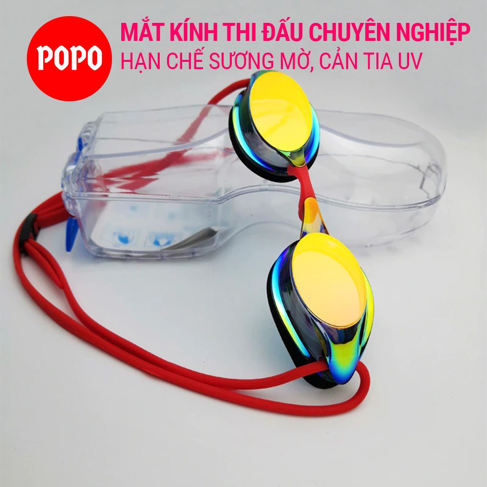 Kính bơi người lớn POPO RG700 mắt kính tráng gương  cao cấp cản tia uv, chống hấp hơi kiếng bơi thi đấu cho nam nữ