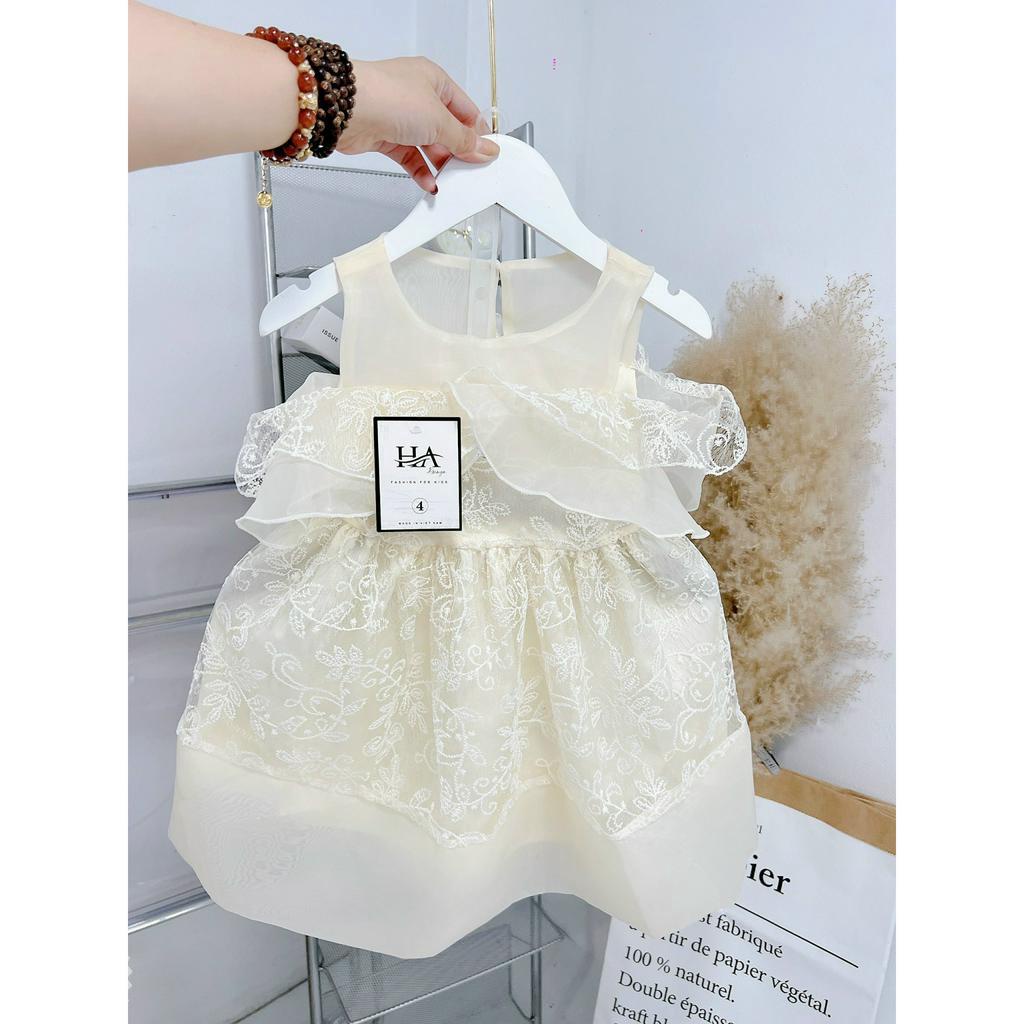 Váy đầm công chúa trẻ em mùa hè cho bé gái chất liệu ren màu trắng từ 10-16kg