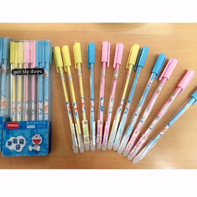 Hộp 12 cây bút bi Doraemon viết xong xóa được đủ màu
