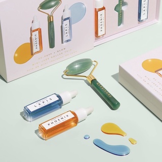 Set dưỡng da Herbivore De-puff + Glow Mini Jade Roller Trio