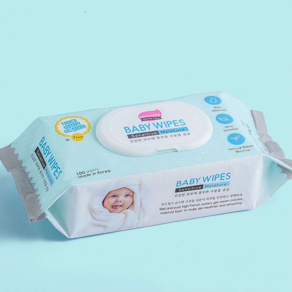 Khăn ướt ConCung Gentle Care Hàn Quốc cho da nhạy cảm, 100 tờ