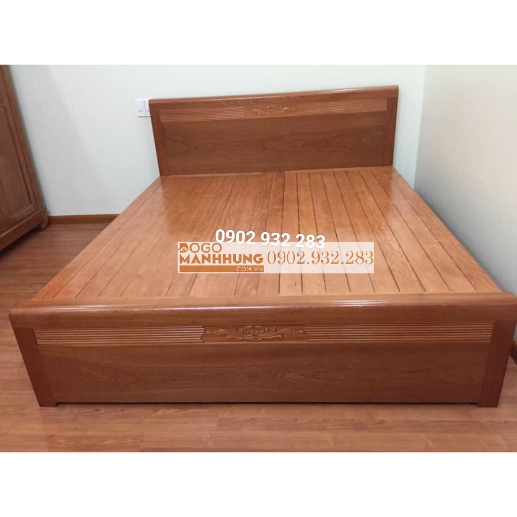 Giường ngủ gỗ xoan đào dạt phản đẹp , mẫu dòng kẻ (1m6x2m) , (1m8x2m) - Xưởng gỗ Mạnh Hùng