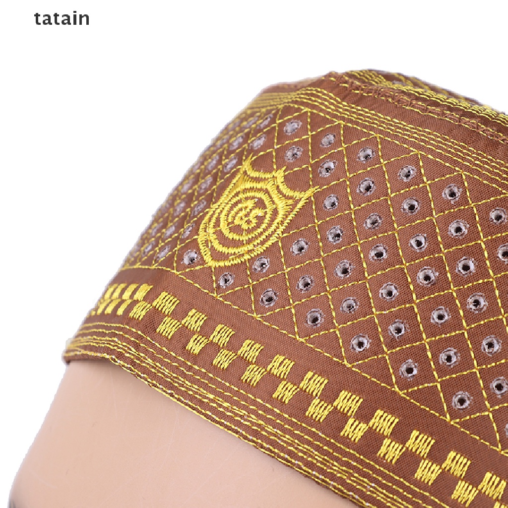 [TAT] Muslim Hats Cotton Embroidery Arab Prayer Hat Musliman Turban Hijab Bonnet CVX