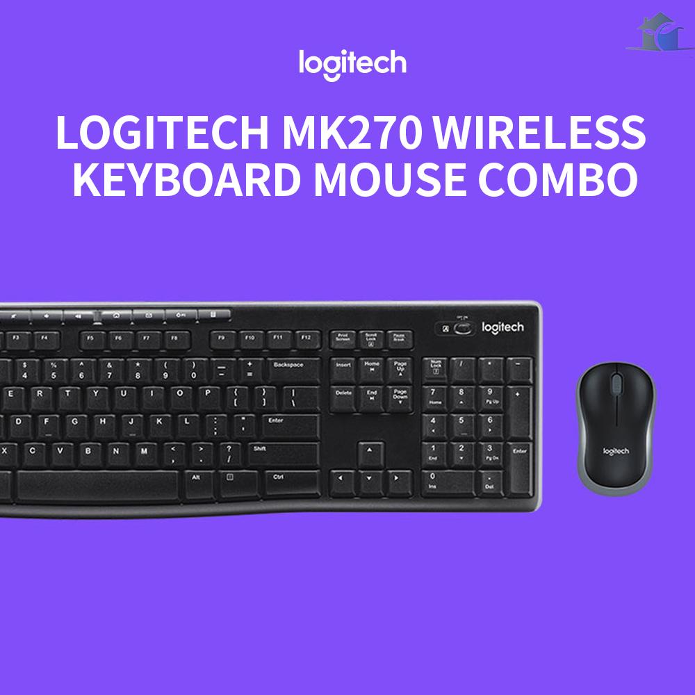 LOGITECH Combo bàn phím và chuột không dây Ligitech MK270 2.4GHz kèm 8 phím đa phương tiện cho PC Laptop