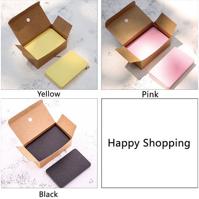 Bộ 100 tấm thẻ cứng bằng giấy kraft mặt để trống dùng ghi chữ DIY nhiều màu tùy chọn