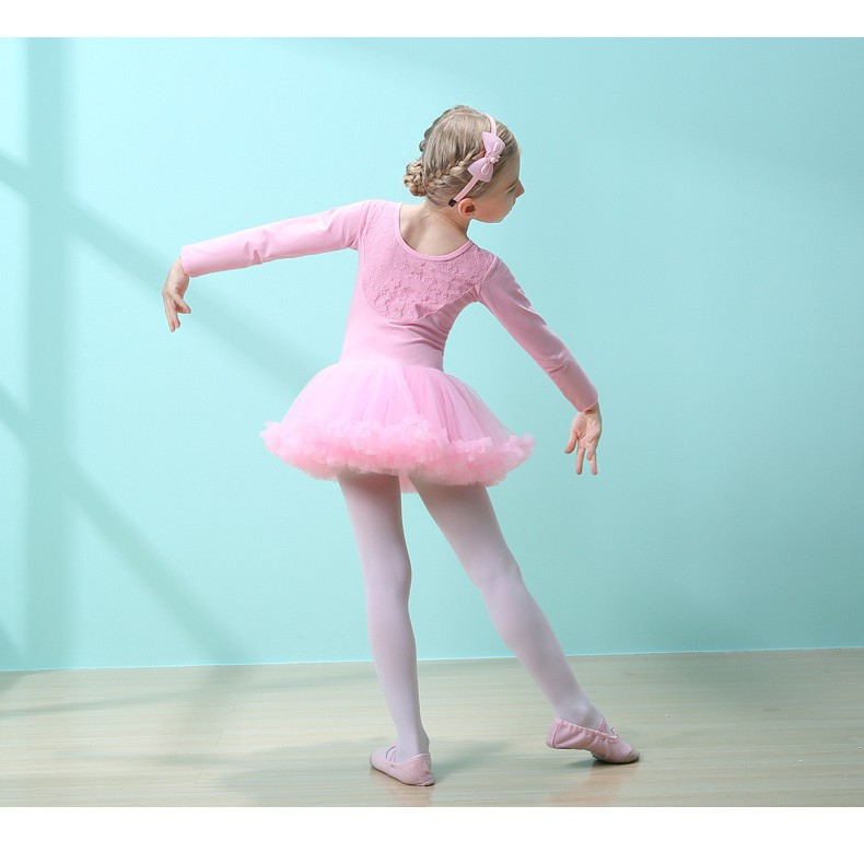 Váy múa ballet dài tay áo cổ ren Binnashi CVM0004