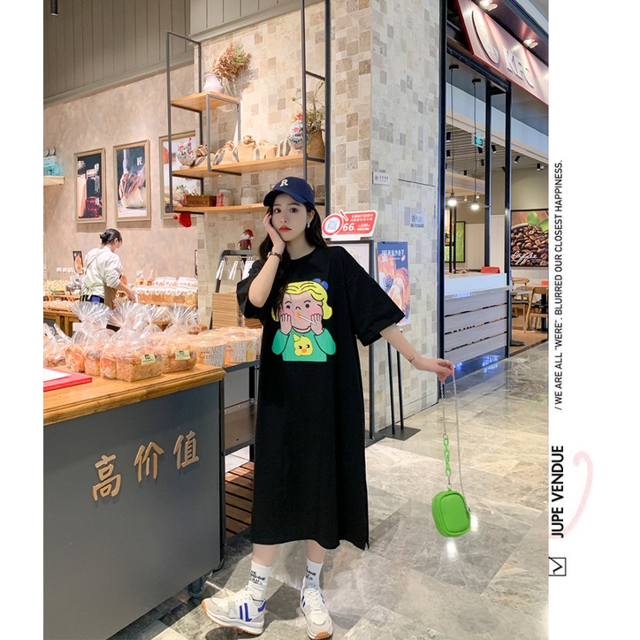 Váy Suông Đầm Suông In Hình Cô Bé Yêu Kẹo From Rộng Dáng Dài Tới 75kg Hot Trending TTDS0315
