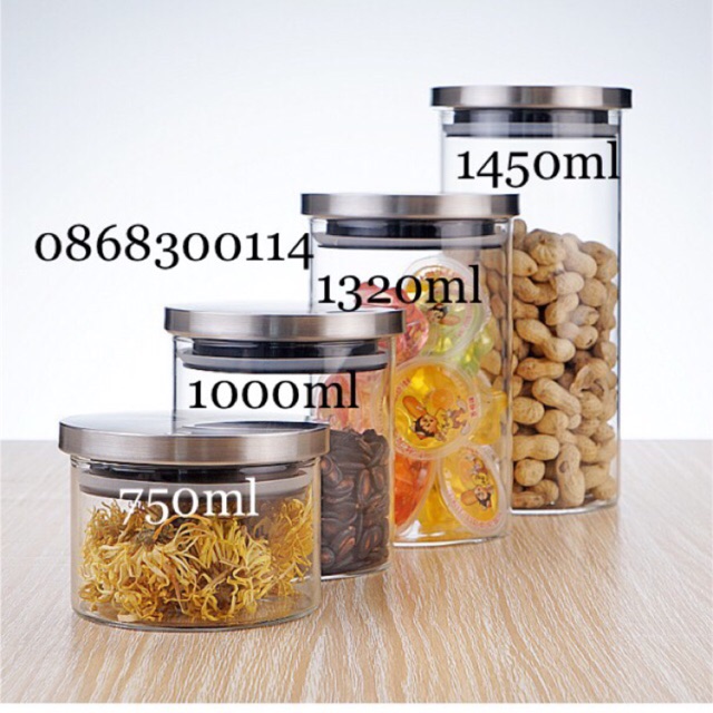 Lọ thuỷ tinh chịu nhiệt nắp inox có gioăng slicon