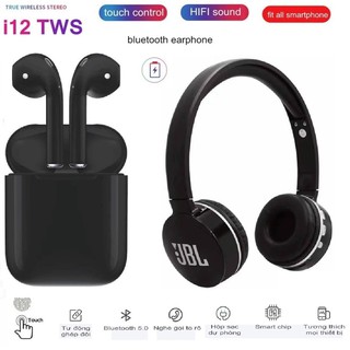 [Bộ Tai Nghe Yêu Thích] Combo Tai Nghe Bluetooth Cảm Ứng I12 và Tai Nghe Chụp Tai Bluetooth